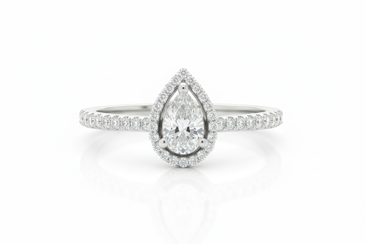 Dainty 0.51 CT Natural Diamond Solitaire Ring - Solid White Gold